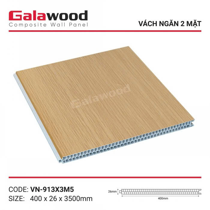 Vách Ngăn Nhựa 2 Mặt Galawood CVN-913X3.5M